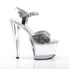 Pleaser - SKY310 Sandale à bride à la cheville, Pole dance chaussures - Chaussures de pole dance - Couleur argent/Transparent Product image